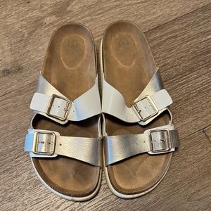 Time and Tru Silver and White Women's Sandals